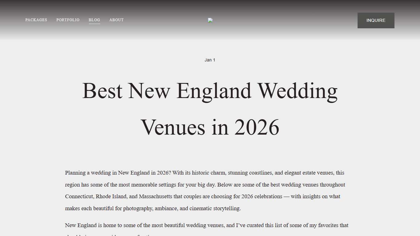 New England Wedding Venue Guide 2026 New England Wedding Videographer | CT, RI, MA Sean Kenney Films